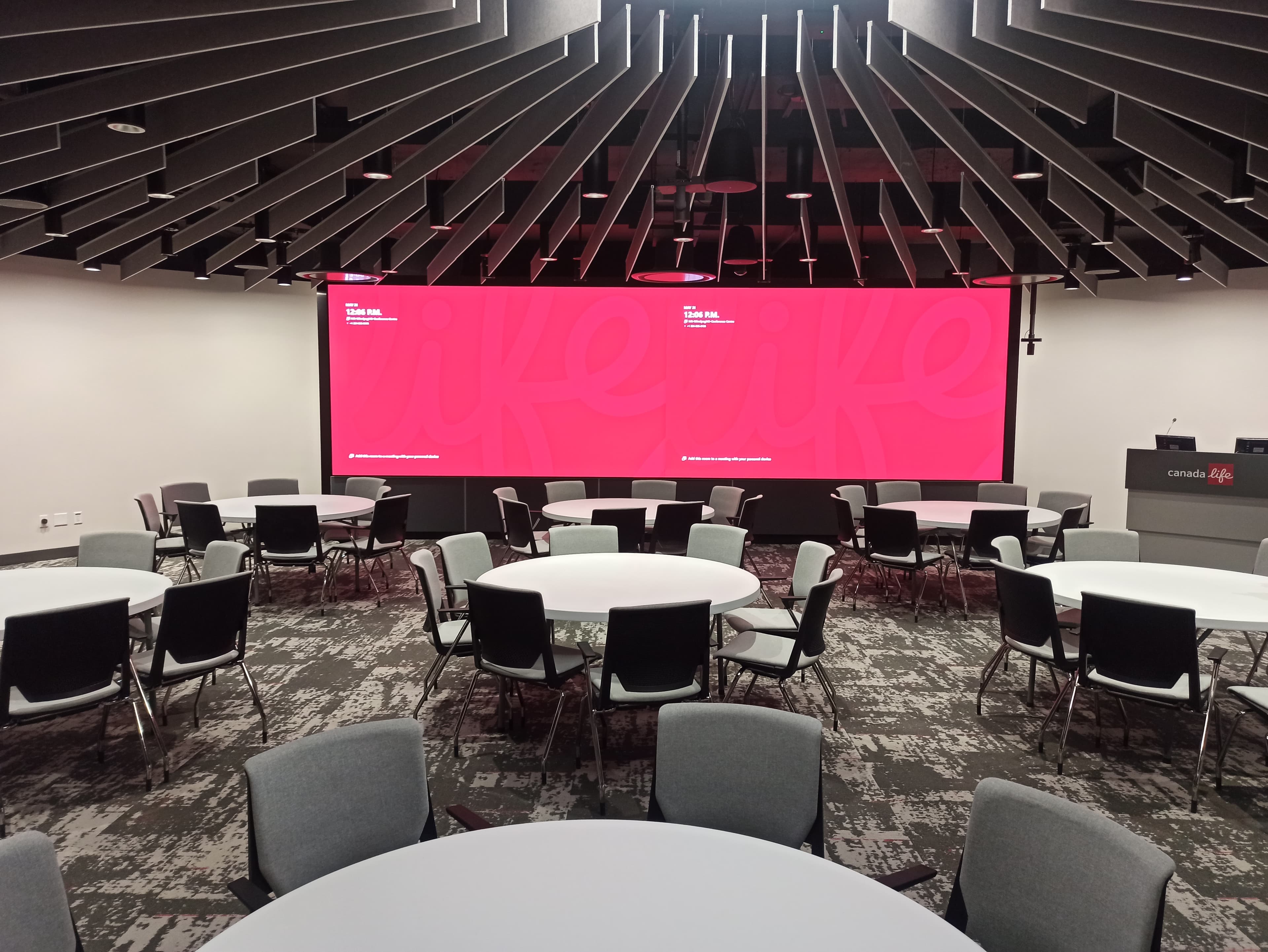 Large LED video wall installation in Winnipeg conference room by Koshuta AV