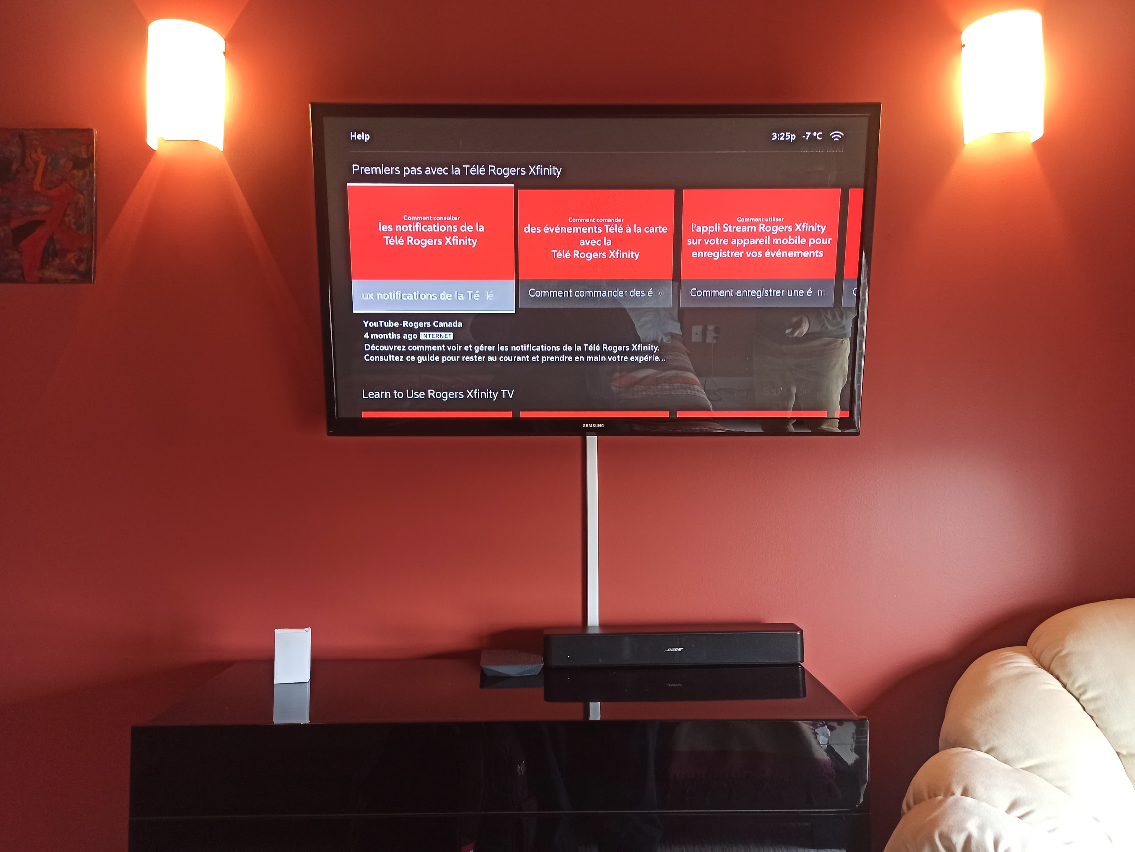 TV mounting above fireplace with soundbar, Winnipeg